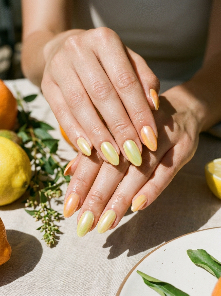 Citrus Chrome Nails